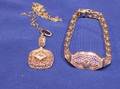 Art Deco 14kt White Gold and Diamond Bracelet and a Similar Pendant