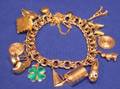 1950s 14kt Gold Charm Bracelet with Assorted Whimsical Charms