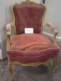 Pair of Louis XVI Style Carved and Painted Wood and Upholstered Armchairs