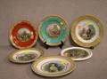 Five Prattware Transfer Decorated Plates and a Trivet