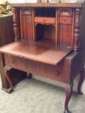 Colonial Revival Carved Mahogany and Mahogany Veneer Fallfront Writing Desk