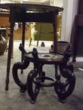 Victorian Bamboo FourTier Shelf an Oak Folding Table and an Asian Hardwood Floor Stand