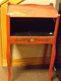 Brett Gray  Hartwell Chinoiserie Decorated Red Lacquer Nightstand