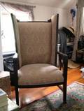 Edwardian Upholstered Mahogany Highback Armchair