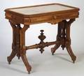 Renaissance Revival White Marbletop Walnut Occasional Table