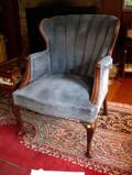 Queen Anne Style Upholstered Mahogany Armchair