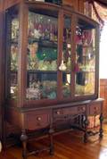 William  Mary Style Walnut Glazed Display Cabinet