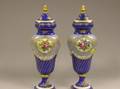 Pair of Sevresstyle Giltmetal Mounted Porcelain Lidded Urns