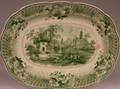 Large English Staffordshire Green and White Scenic Transfer Decorated Platter