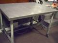 Steel and Cast Iron Table with Casters