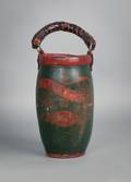 American painted leather fire bucket