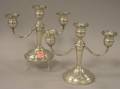 Pair of Sterling Silver ThreeLight Candelabra