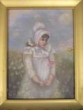 Framed Oil of a Girl with a Butterfly