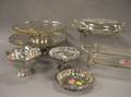 Six Silver Plated Table Items and a Georges Briard Silver Resist Decorated Glass Cake Pedestal
