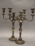 Pair of English Silver Plated ThreeLight Convertible Candelabra