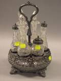 Victorian Reticulated Silver Plated and Cut Glass Cruet Set