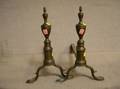Pair of Federal Bellmetal Urn Finial Andirons