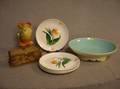 Weller Vase Flemish Art Letter Holder Four Santa Anita Plates and a Catalina Pottery Bowl