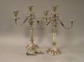 Pair of Silver Plated Convertible Threelight Candelabra