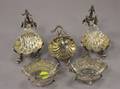 Set of Three Continental Silver Shellform Salts and a Pair of Continental Silver Salts