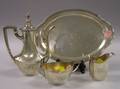 ThreePiece Gorham Sterling Silver Demitasse Set and Rogers Sterling Silver Tray