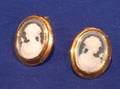 Pair of 14kt Gold and Green Cameo Earrings