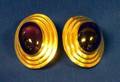 Pair of 14kt Gold and Cabochon Amethyst Earrings