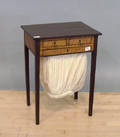 Federal style mahogany and tiger maple sewing stand