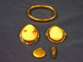 Two Cameo Brooches Goldfilled Bracelet and Locket Silver Egyptianstyle Pendant