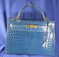 Blue Alligator Kelly Handbag Hermes