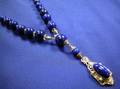 14kt Gold Lapis Lazuli and Rock Crystal Bead Pendant Necklace