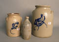 Three cobalt decorated crocks