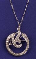 14kt White Gold and Diamond PendantBrooch