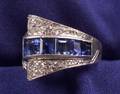 Retro Platinum Sapphire and Diamond Ring Birks