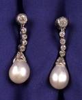 Cultured Pearl and Diamond Earpendants
