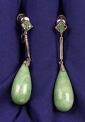 Art Deco Jadeite and Diamond Earpendants