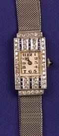 Art Deco Sapphire and Diamond Wristwatch Baume  Mercier