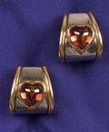 18kt Gold Steel and Colored Stone Earclips Marina B