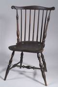 Black Painted Carved Fanback Windsor Side Chair