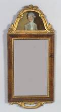 Rococo Gilt Gesso and Walnut Looking Glass