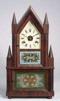 Gothic Mahogany Double Steeple Wagon Spring Shelf Clock