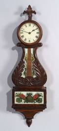 Classical Mahogany Carved Lyre Banjo Timepiece