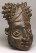 African Carved Wooden Helmet Mask