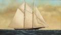 American School 20th Century Portrait of a Twomasted Schooner off Vinalhaven Maine