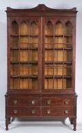 Federal Mahogany Carved and Mahogany Veneer Glazed Bookcase