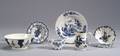 Six Pieces of Blue and White Floral Decorated Pearlware Dishes