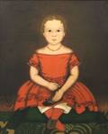 Ch Murdoch American ac circa 1851 Portrait of a Girl in a Red Dress