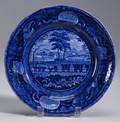 American Historical Blue Transfer Decorated Staffordshire Plate