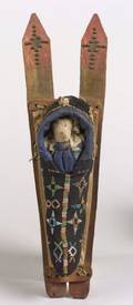 Southern Plains Beaded Cloth and Wood Model Cradle