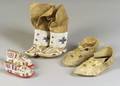 Three Pairs of Plains Beaded Hide Childrens Moccasins